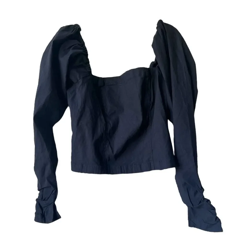 Maeve Anthropologie Wynne Square Neck Puff Sleeve Top Size Large